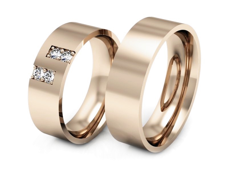 Obrączki z brylantami złote różowe złoto 585 - P60160T45c — zdjęcie 3