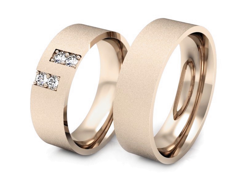 Obrączki z diamentami złote różowe złoto 585 - P60160T45cms — zdjęcie 3