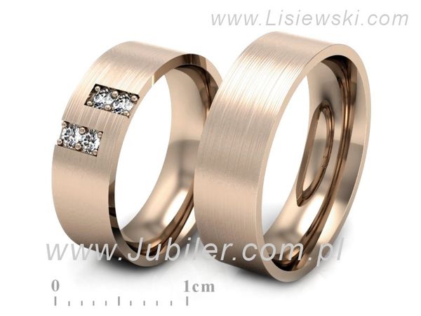 Obrączki ślubne obrączki z diamentami złote różowe złoto 585 - P60160T45RM
