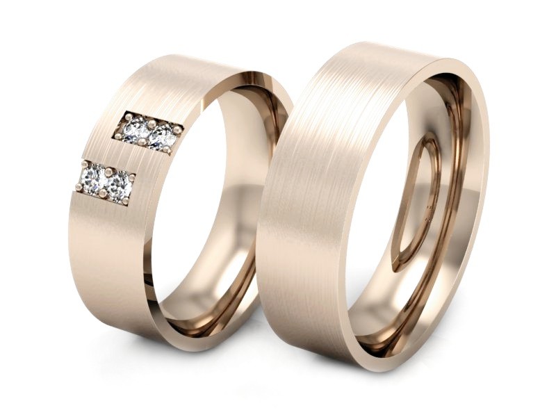 Obrączki z diamentami złote różowe złoto 585 - P60160T45RM — zdjęcie 3