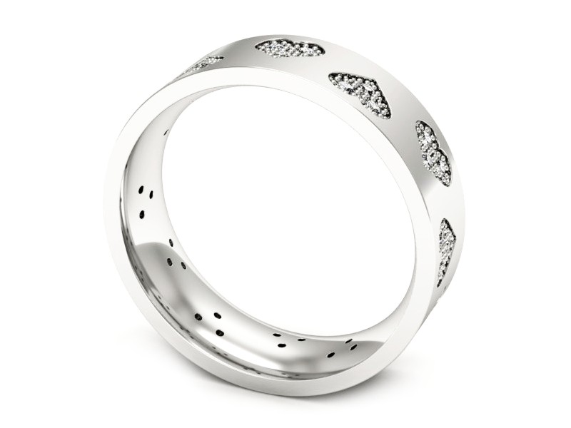 Pierscionek Obrączka z brylantami białe złoto - P60160TP1b — zdjęcie 3