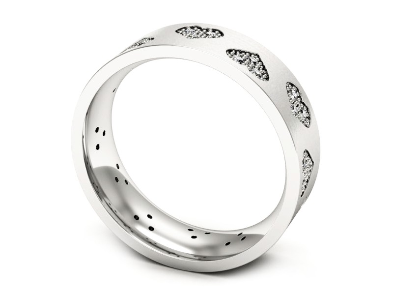 Pierscionek Obrączka z brylantami białe złoto - P60160TP1bmp — zdjęcie 3