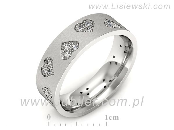 Pierscionek Obrączka z brylantami białe złoto próba 585 - P60160TP1bms- 1
