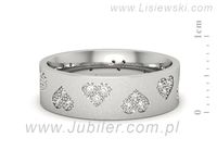 Pierscionek Obrączka z brylantami białe złoto próba 585 - P60160TP1bms- 2