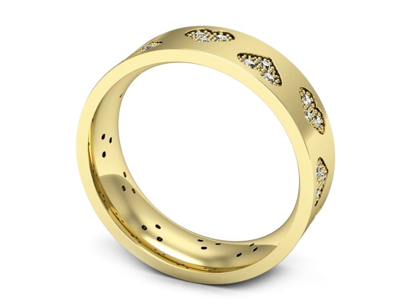 Obrączka z brylantami żółte złoto próba 585 - P60160TP1z — zdjęcie 3