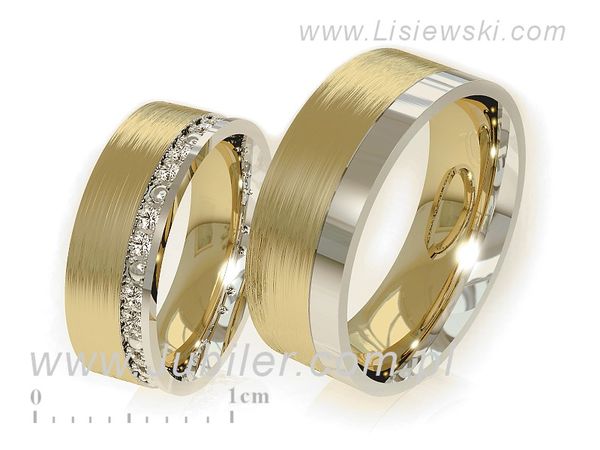Obrączki ślubne obrączki z diamentami złoto dwukolorowe 585 — P60165T11