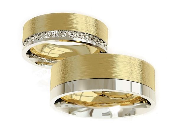 Obrączki ślubne obrączki z diamentami złoto dwukolorowe 585 - P60165T11