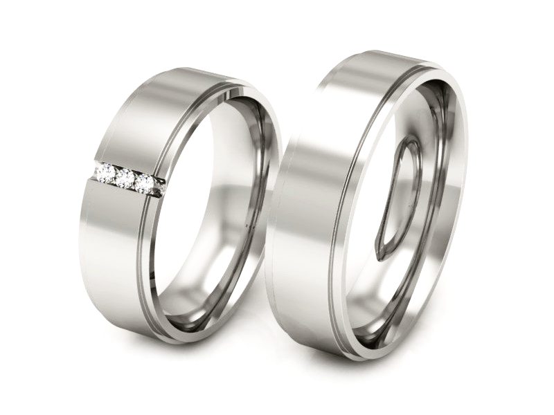 Złote Obrączki z brylantami białe złoto 585 - P60170T99b — zdjęcie 3