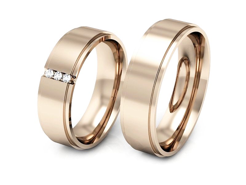 Obrączki z brylantami obrączki różowe złoto 585 - P60170T99c — zdjęcie 3