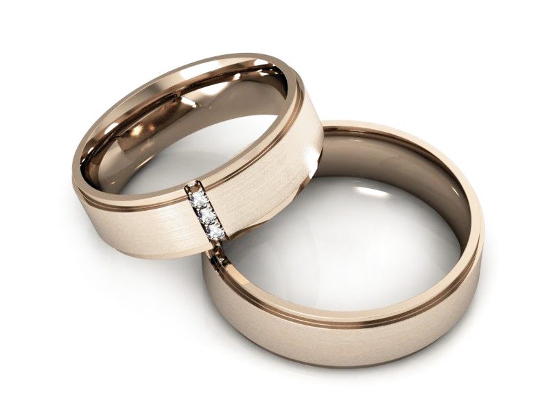 Obrączki z brylantami różowe złoto soczewkowe - P60170T99cmp — zdjęcie 2