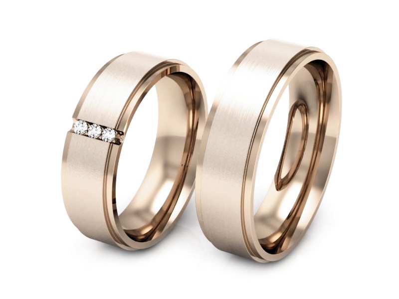 Obrączki z brylantami różowe złoto soczewkowe - P60170T99cmp — zdjęcie 3