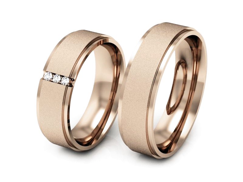 Obrączki z diamentami soczewkowe różowe złoto - P60170T99cms — zdjęcie 3