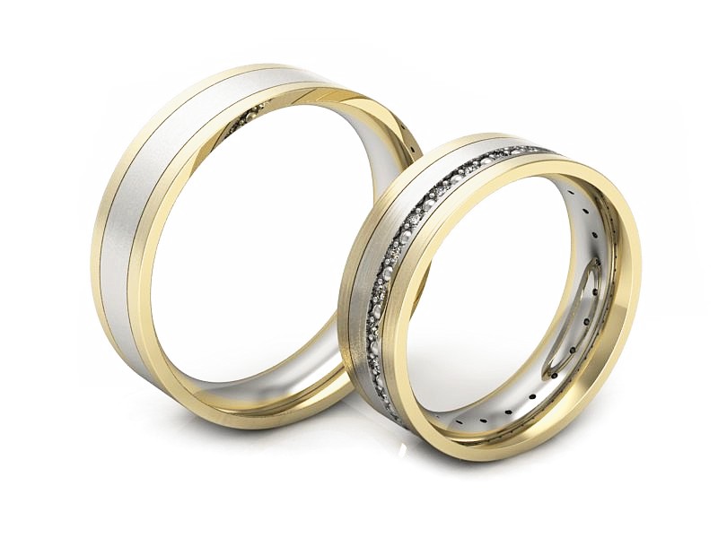 Obrączki z diamentami dwukolorowe obraczki - P60175T2bzmp — zdjęcie 3
