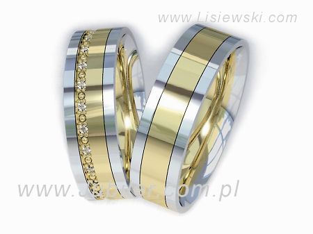 Obrączki ślubne obrączki z diamentami złoto dwukolorowe 585 - P60175T3 - 1