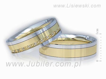 Obrączki ślubne obrączki z diamentami złoto dwukolorowe 585 - P60175T3 - 2