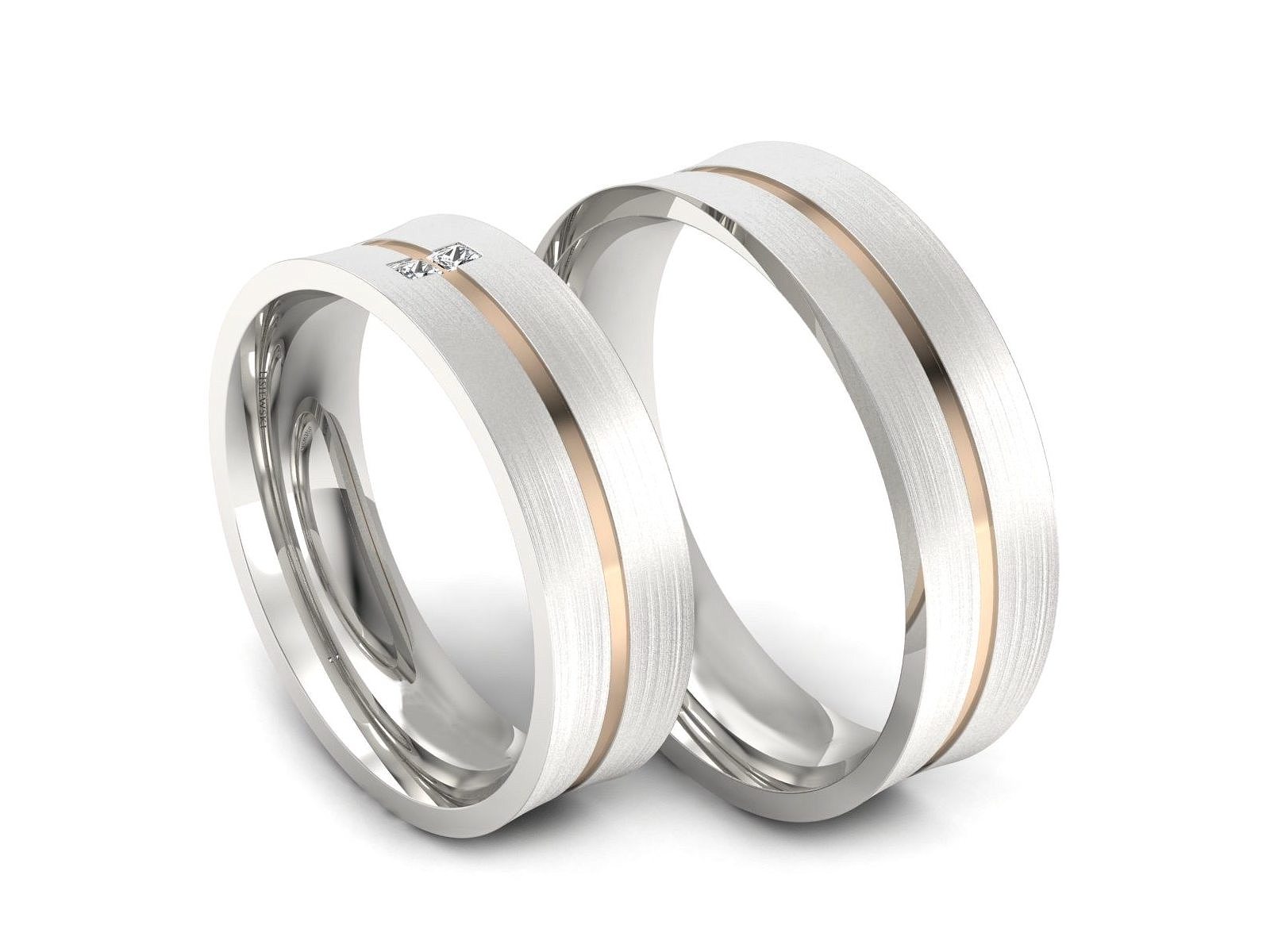 Obrączki z diamentami różowe i białe złoto - P60175T39bc — zdjęcie 3