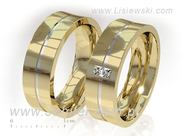 Obrączki ślubne obrączki z diamentami złoto dwukolorowe 585 — P60175T39zb
