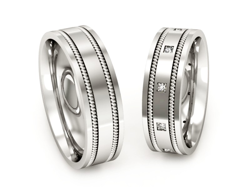 Obrączki z diamentami obraczki białe złoto 585 - P60180T169b — zdjęcie 3