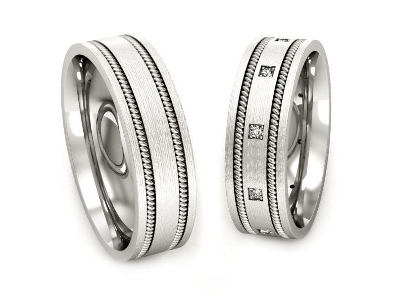 Obrączki z diamentami złote białe złoto 585 - P60180T169bmp — zdjęcie 3