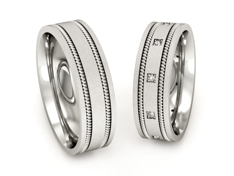 Obrączki z diamentami złote białe złoto 585 - P60180T169bms — zdjęcie 3