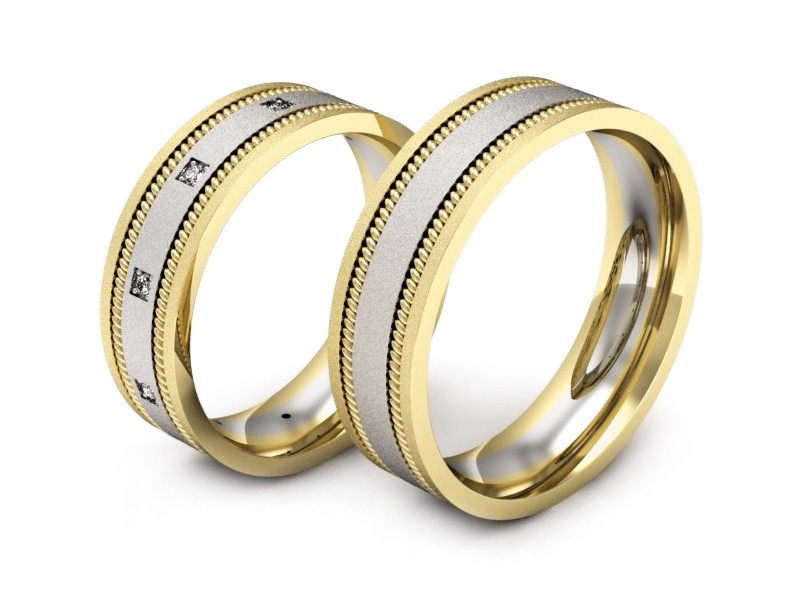 Obrączki z brylantami dwukolorowe złoto - P60180T169bzms