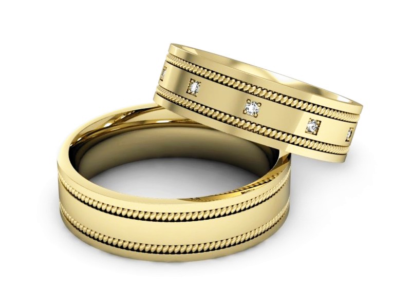 Obrączki z diamentami złote obrączki złoto 14k - P60180T169z — zdjęcie 2