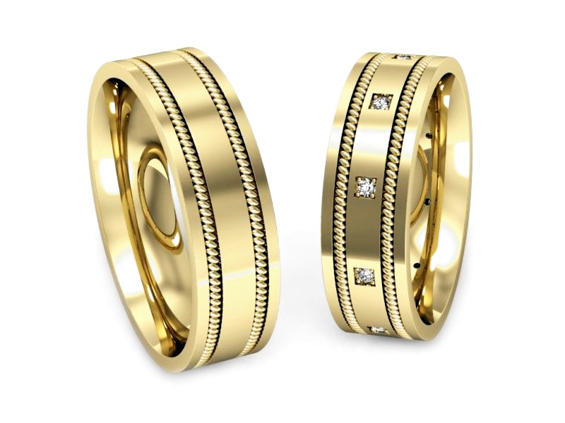 Obrączki z diamentami złote obrączki złoto 14k - P60180T169z — zdjęcie 3