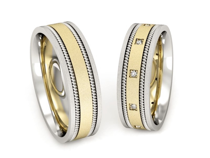 Obrączki z brylantami dwukolorowe złoto - P60180T169zbms — zdjęcie 3