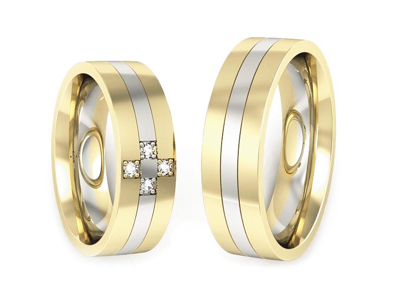 Obrączki z diamentami złoto żółte białe - P60180T85zb