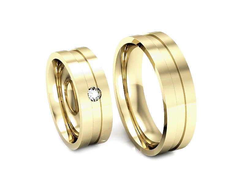 Obrączki z brylantem nowoczesne obrączki 585 - p60185T12z — zdjęcie 3