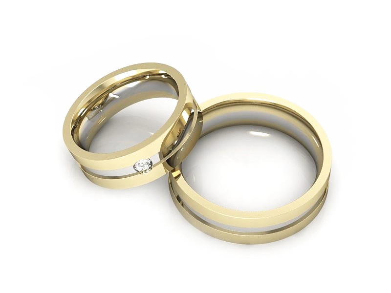 Obrączki z brylantem z żółte i białe złoto - p60185T12zb — zdjęcie 3