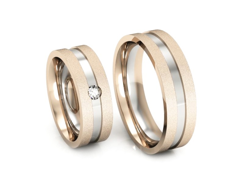 Obrączki z brylantem białe i różowe złoto - P60185T14cbms — zdjęcie 3