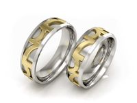 Obrączki ślubne biało żółte złoto obrączki klasyczne 585 - P60185T76BZ- 3