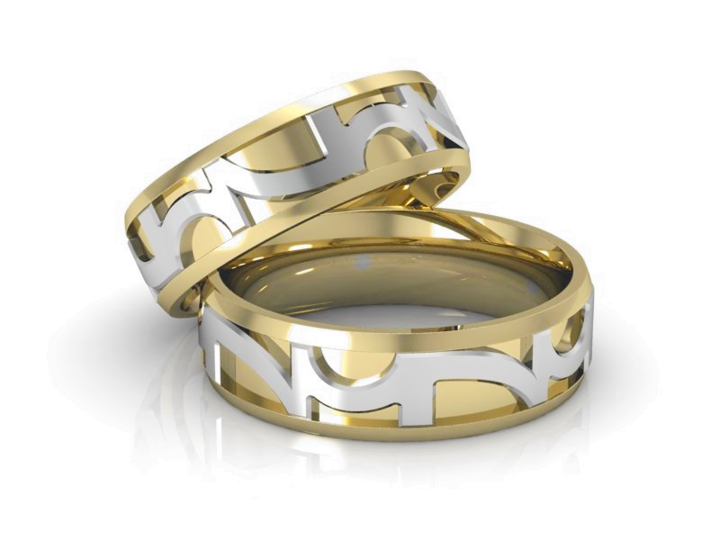 Obrączki klasyczne białe żółte złoto 585 - P60185T76ZB — zdjęcie 3