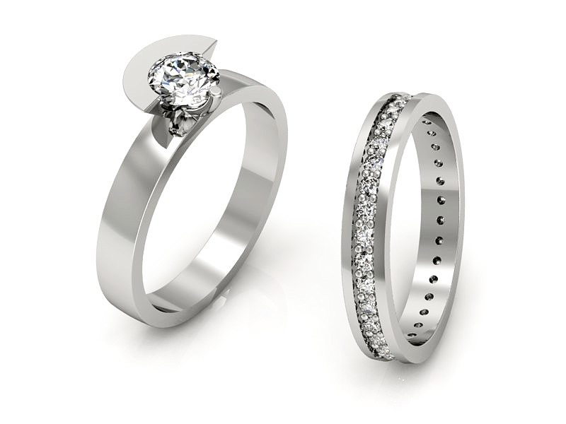 Złoty Pierścionek z diamentem i brylantami - P62145T32b — zdjęcie 3