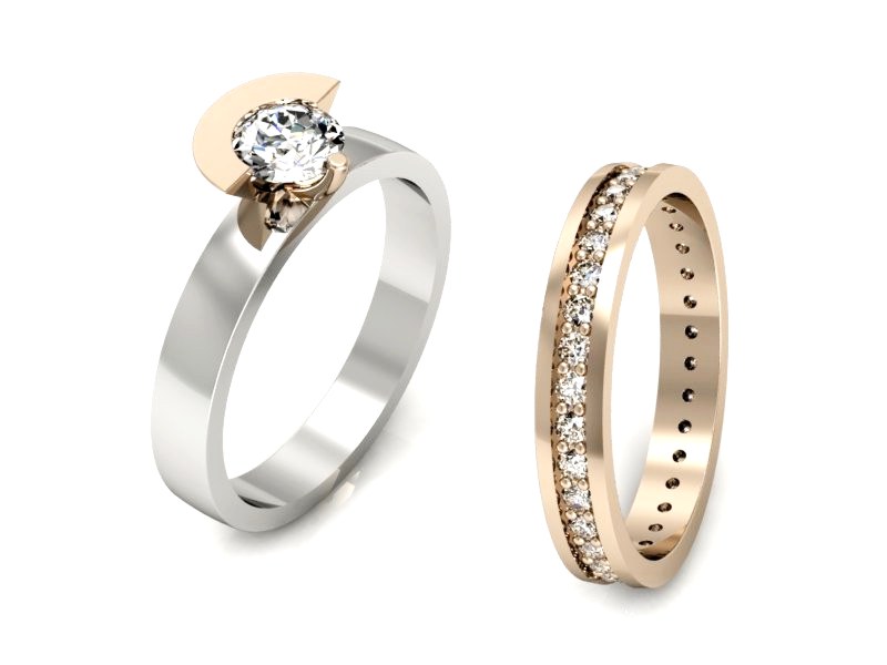 Pierścionek z brylantem czerwone białe złoto - P62145T32bc — zdjęcie 3