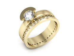 Złoty pierścionek z diamentami żółte złoto 585 - P62145T32z
