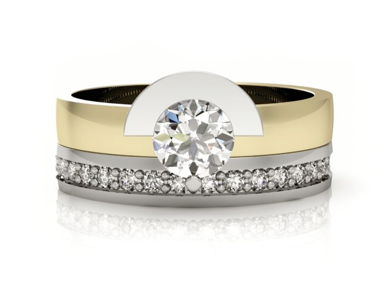 Pierścionek z diamentami żółte i białe złoto - P62145T32zb — zdjęcie 2
