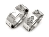 Obrączki z diamentami nowoczesne białe 585 - P64190T144b - 3
