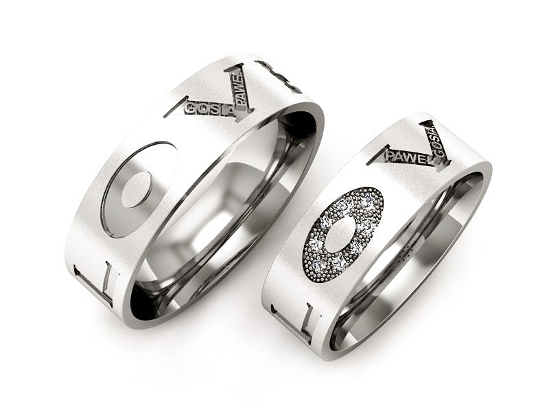 Obrączki z diamentami białe złoto 585 - P64190T144bmp — zdjęcie 3