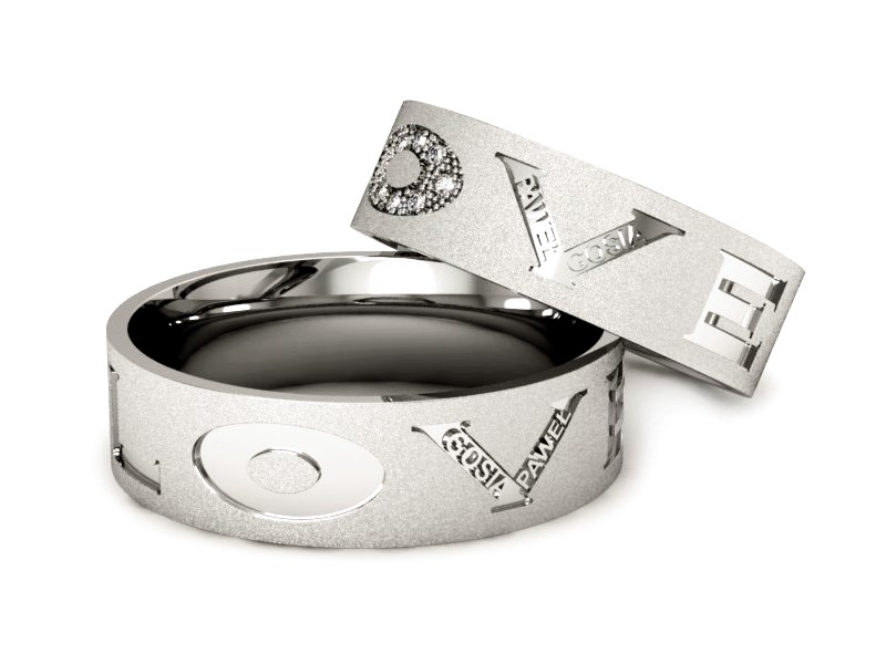 Obrączki z brylantami złote białe złoto 585 - P64190T144bms — zdjęcie 2