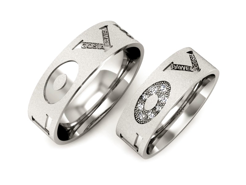 Obrączki z brylantami złote białe złoto 585 - P64190T144bms — zdjęcie 3