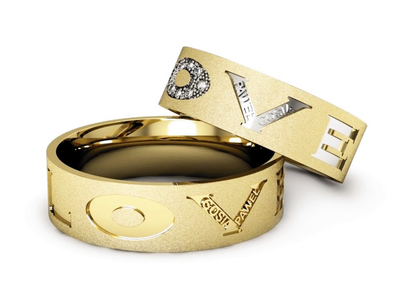 Obrączki z brylantami dwukolorowe złoto 585 - P64190T144zbms — zdjęcie 2