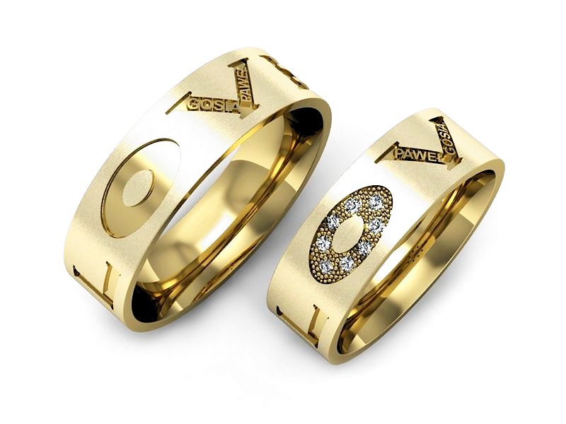 Obrączki z diamentami soczewkowe obrączki - P64190T144zmp — zdjęcie 3