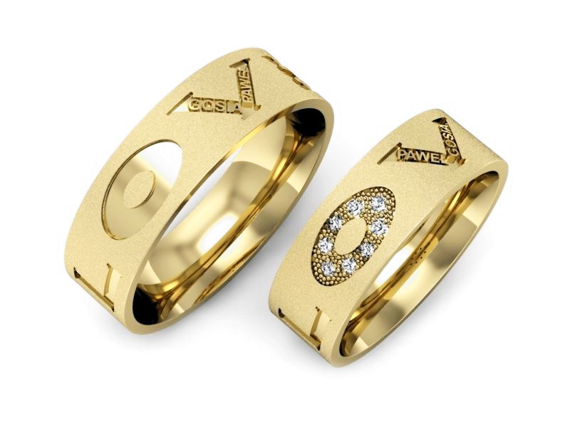 Obrączki z brylantami żółte zloto 585 14k - P64190T144zms — zdjęcie 3