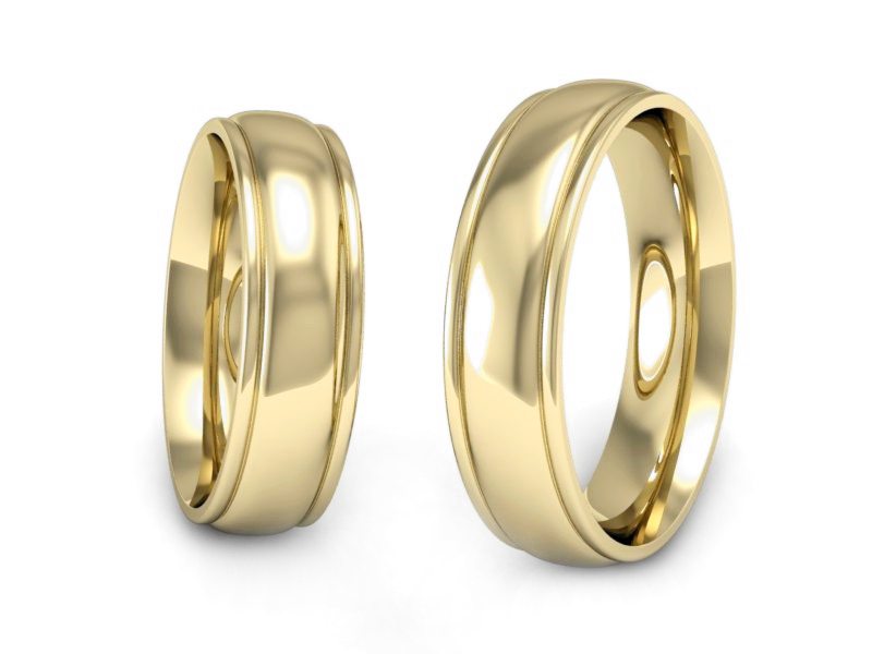 Obrączki żółte złoto obrączki klasyczne 585 - P64200T148z — zdjęcie 3