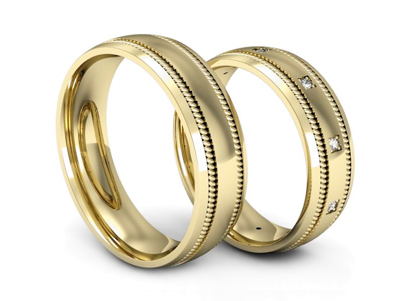 Złote Obrączki z diamentami złoto 585 - P64200T151z — zdjęcie 3