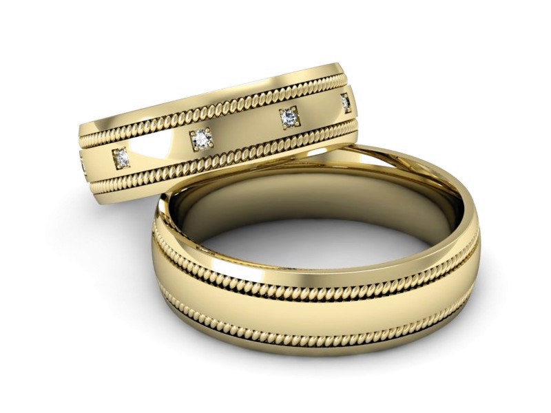 Złote Obrączki z diamentami złoto 585 - P64200T151z — zdjęcie 2