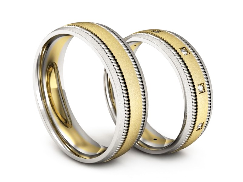 Obrączki z brylantami dwukolorowe złoto 585 - P64200T151zbms — zdjęcie 3