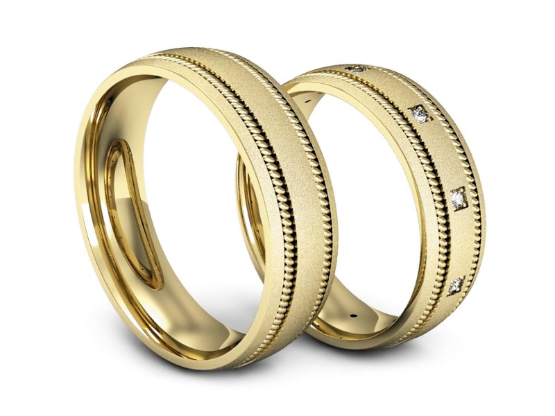 Złote Obrączki z diamentami złoto 585 - P64200T151zms — zdjęcie 3